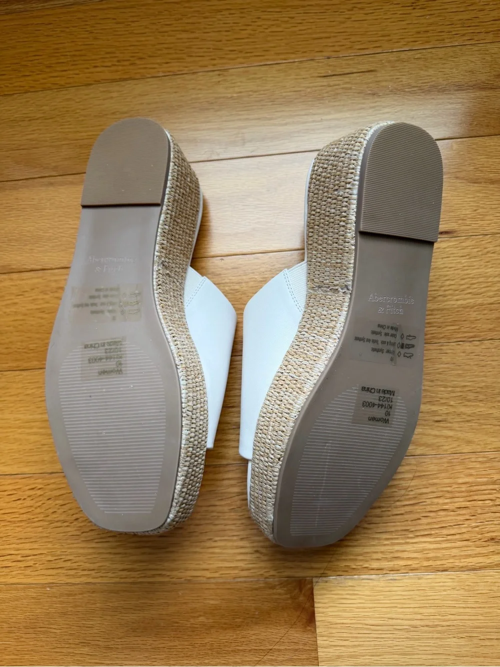Leather Cream Platform Espadrille Slide Sandals